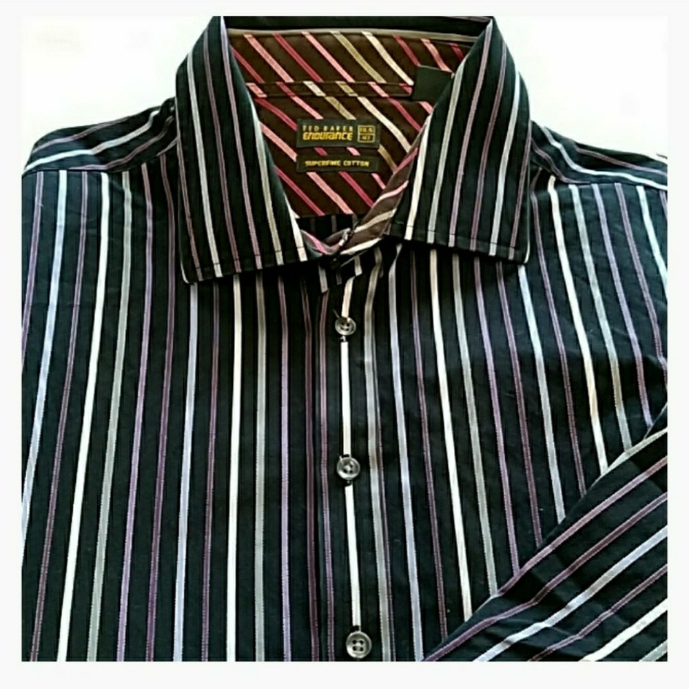 L Ted Baker Endurance cotton stripe shirt, Size 18.5